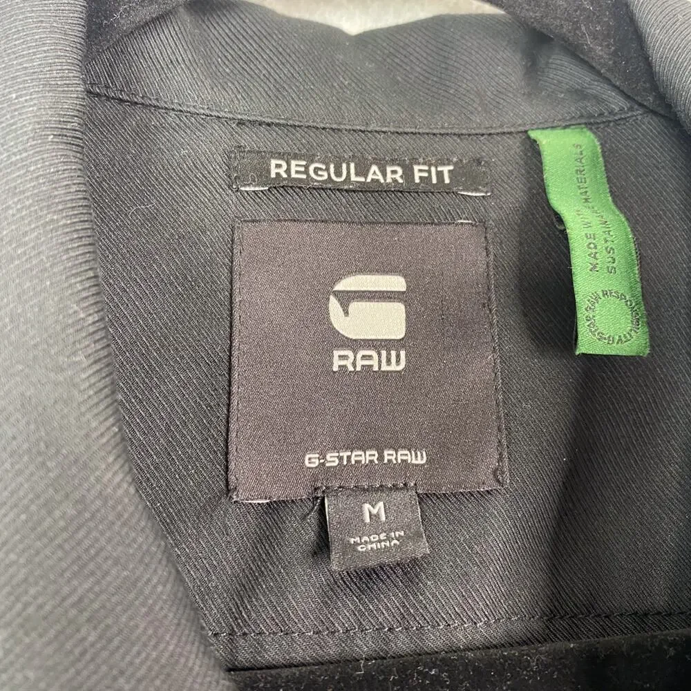 G-Star Raw Mens M Black Hawaiian Service Regular Fit S/S Button Camp Shirt